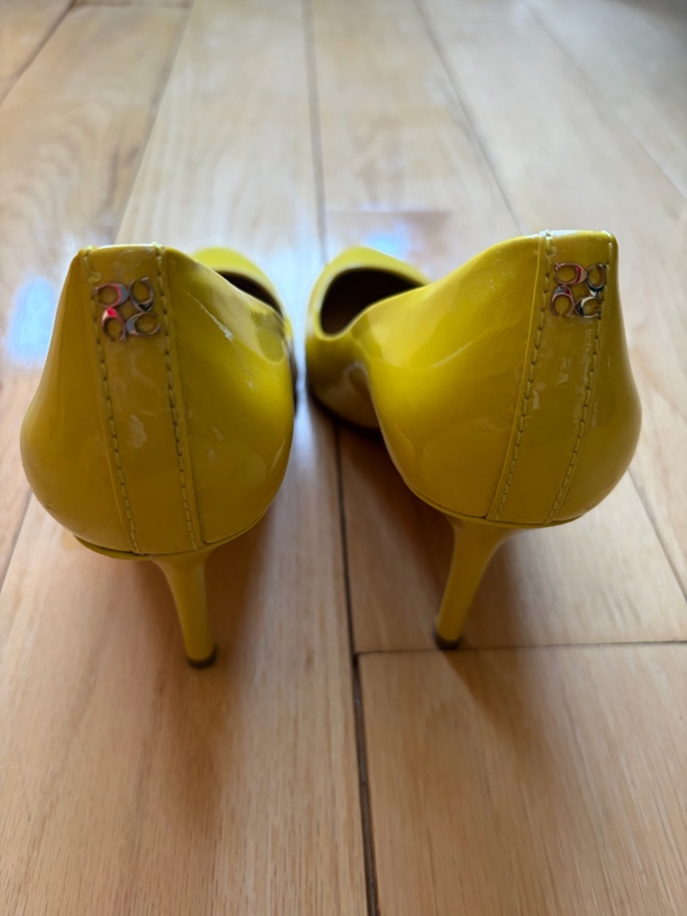 Coach Yellow Patent Leather Pointed-Toe Pumps - Picture 2 of 6